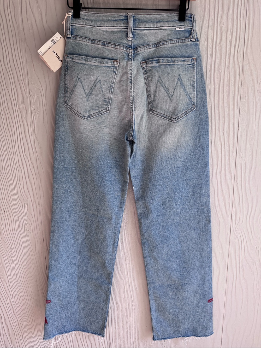 MOTHER The Rambler Zip Slice Hover Jeans in Complete 360 Embroidered Bow Sz: 26 - Picture 4 of 11